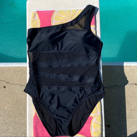 One Piece Swimsuit Black Mesh - Picture 3 of 12